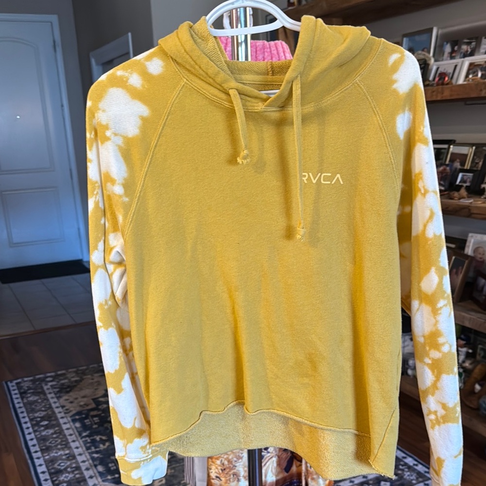 RVCA Mustard and White Tie-Dye Hoodie